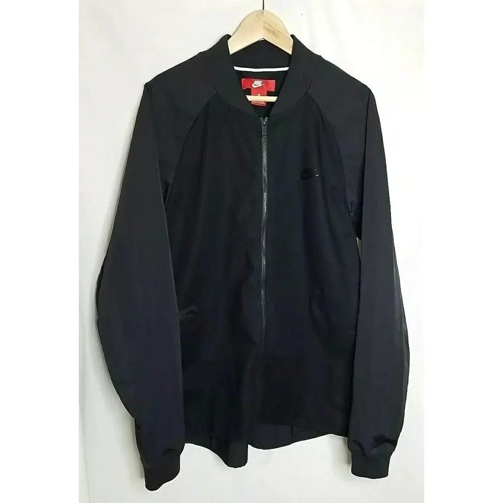 Nike Tech Mens XL Jacket Woven Varsity‎ 832192-010 Black Full Zip Sportswear